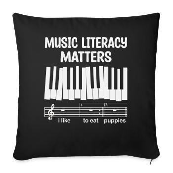 Music Literacy Matters, I Like To Eat Puppies - Sofa pillowcase 17,3'' x 17,3'' (45 x 45 cm) - black - Front