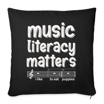Music Literacy Matters, I Like To Eat Puppies - Sofa pillowcase 17,3'' x 17,3'' (45 x 45 cm) - black - Front