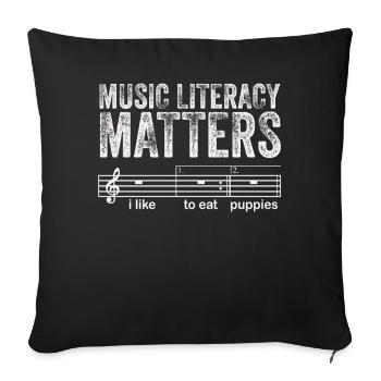 Music Literacy Matters, I Like To Eat Puppies - Sofa pillowcase 17,3'' x 17,3'' (45 x 45 cm) - black - Front