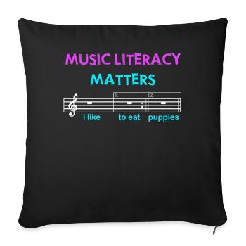 Music Literacy Matters, I Like To Eat Puppies - Sofa pillowcase 17,3'' x 17,3'' (45 x 45 cm) - black - Front