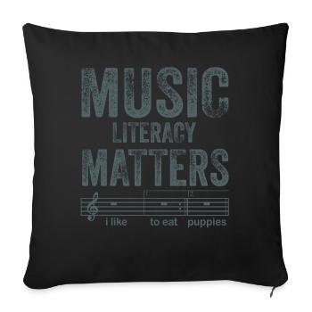 Music Literacy Matters, I Like To Eat Puppies - Sofa pillowcase 17,3'' x 17,3'' (45 x 45 cm) - black - Front