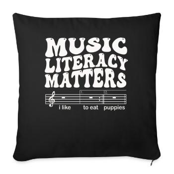 Music Literacy Matters, I Like To Eat Puppies - Sofa pillowcase 17,3'' x 17,3'' (45 x 45 cm) - black - Front