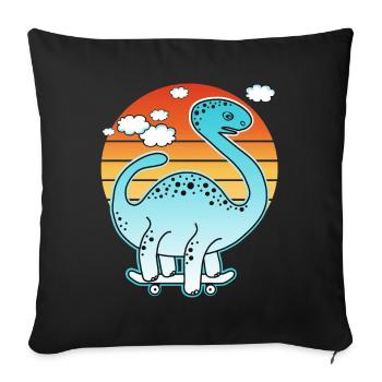 Brontosaurus Dinosaurier beim Skateboard fahren! - Sofakissenbezug 45 x 45 cm - Schwarz - Vorne