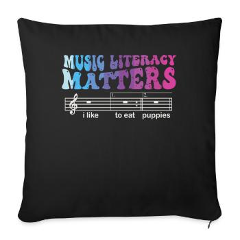 Music Literacy Matters, I Like To Eat Puppies - Sofa pillowcase 17,3'' x 17,3'' (45 x 45 cm) - black - Front