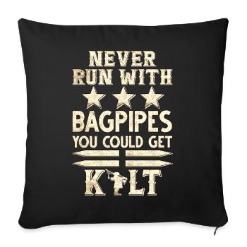 Cornemuse Kilt Écossais Beat Cornemuse - Housse de coussin décorative 45 x 45 cm - noir - Devant