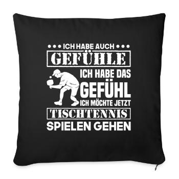 Witziger Tischtennis Spruch Tischtennisball - Sofakissenbezug 45 x 45 cm - Schwarz - Vorne