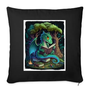 Bücher Buch Drach Fabel Fantasie Saga Lesen - Sofakissenbezug 45 x 45 cm - Schwarz - Vorne