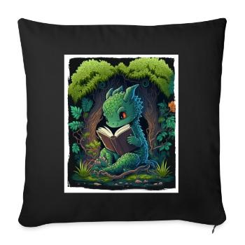 Bücher Buch Drach Fabel Fantasie Saga Lesen - Sofakissenbezug 45 x 45 cm - Schwarz - Vorne