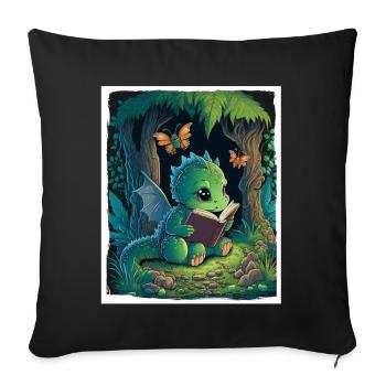 Bücher Buch Drach Fabel Fantasie Saga Lesen - Sofakissenbezug 45 x 45 cm - Schwarz - Vorne