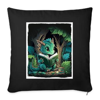 Bücher Buch Drach Fabel Fantasie Saga Lesen - Sofakissenbezug 45 x 45 cm - Schwarz - Vorne