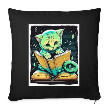 Lire les livres Livre Cat Fable Fantasy Saga - Housse de coussin décorative 45 x 45 cm - noir - Devant