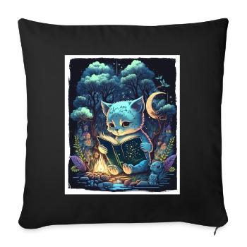 Lire les livres Livre Cat Fable Fantasy Saga - Housse de coussin décorative 45 x 45 cm - noir - Devant