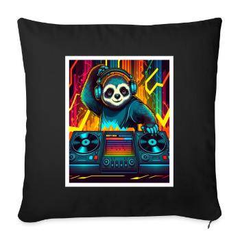Faultier Morgenmuffel DJ Musik Retro Neon House - Sofakissenbezug 45 x 45 cm - Schwarz - Vorne