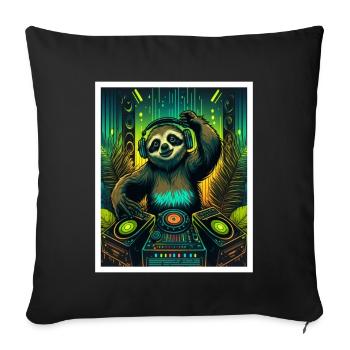 Sloth Morning Grouch DJ Music Retro Neon House - Housse de coussin décorative 45 x 45 cm - noir - Devant