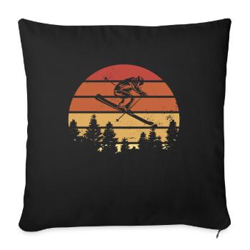 Skier Skiing Après Ski Retro - Sofa pillowcase 17,3'' x 17,3'' (45 x 45 cm) - black - Front