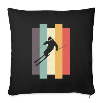 Skier Skiing Après Ski Retro - Sofa pillowcase 17,3'' x 17,3'' (45 x 45 cm) - black - Front