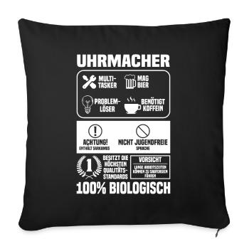 Uhrmacher Watchmaking Uhrmacherei Biologisch - Sofakissenbezug 45 x 45 cm - Schwarz - Vorne