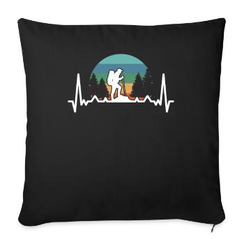 Mountains Heartbeat Hiking Mountaineering Adventure - Sofa pillowcase 17,3'' x 17,3'' (45 x 45 cm) - black - Front
