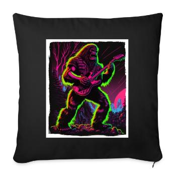 Big Foot Sasquatch Rock Guitare Musique Metal Grunge - Housse de coussin décorative 45 x 45 cm - noir - Devant