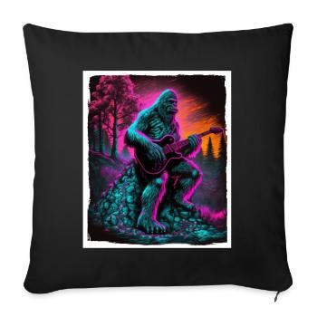 Big Foot Sasquatch Rock Guitare Musique Metal Grunge - Housse de coussin décorative 45 x 45 cm - noir - Devant