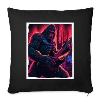 Big Foot Sasquatch Rock Guitare Musique Metal Grunge - Housse de coussin décorative 45 x 45 cm - noir - Devant