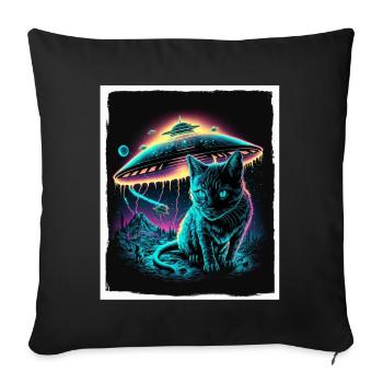 Cat Kitten Space Alien Planet Astronaut - Sofa pillowcase 17,3'' x 17,3'' (45 x 45 cm) - black - Front