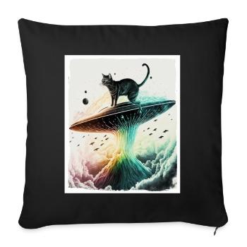 Cat Kitten Space Alien Planet Astronaut - Sofa pillowcase 17,3'' x 17,3'' (45 x 45 cm) - black - Front