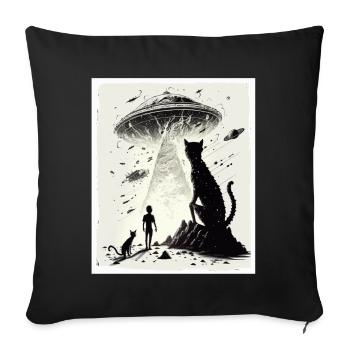 Cat Kitten Space Alien Planet Astronaut - Sofa pillowcase 17,3'' x 17,3'' (45 x 45 cm) - black - Front