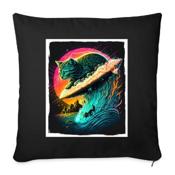 Chaton de chat Space Alien Planet Astronaute - Housse de coussin décorative 45 x 45 cm - noir - Devant