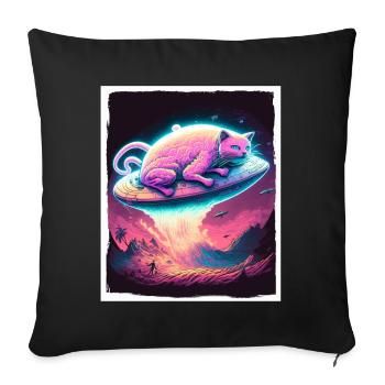 Cat Kitten Space Alien Planet Astronaut - Sofa pillowcase 17,3'' x 17,3'' (45 x 45 cm) - black - Front