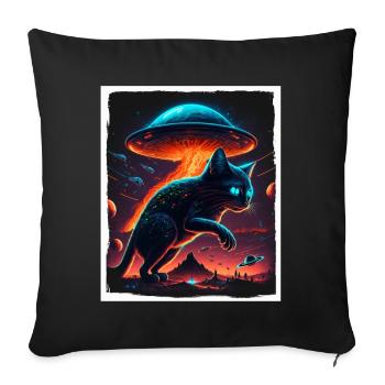 Cat Kitten Space Alien Planet Astronaut - Sofa pillowcase 17,3'' x 17,3'' (45 x 45 cm) - black - Front