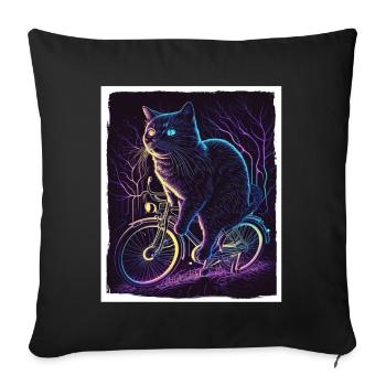 Cat Kitten Bike Bike Abstract Illustration - Sofa pillowcase 17,3'' x 17,3'' (45 x 45 cm) - black - Front