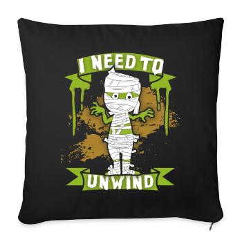 Momie comique, momie de dessin animé, drôle de dicton - Housse de coussin décorative 45 x 45 cm - noir - Devant