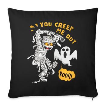 Momie Bande Dessinée, Momie D’Halloween, Dicton Fantôme - Housse de coussin décorative 45 x 45 cm - noir - Devant
