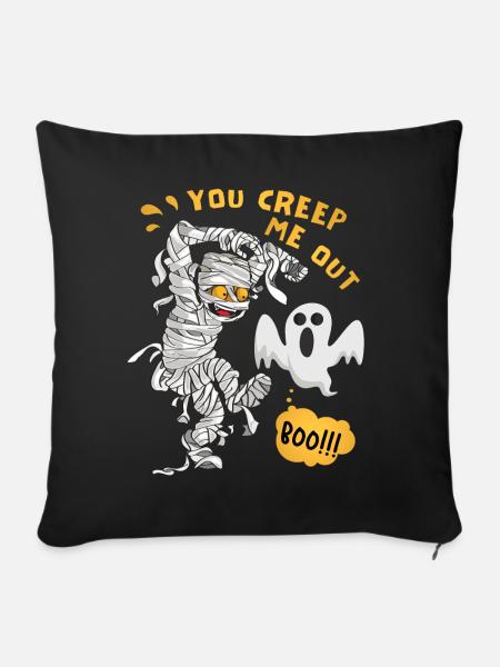 Comic Mumie, Halloween Mumie, Gespenst Spruch - Sofakissenbezug 45 x 45 cm - Schwarz