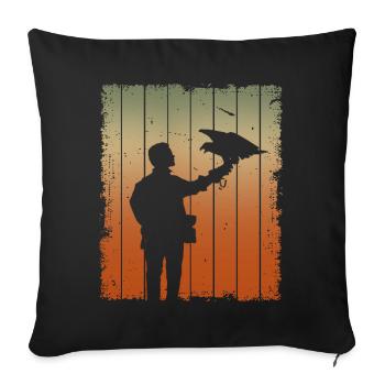 Falcon Trains Falcon Hunting Trains Hawks - Sofa pillowcase 17,3'' x 17,3'' (45 x 45 cm) - black - Front