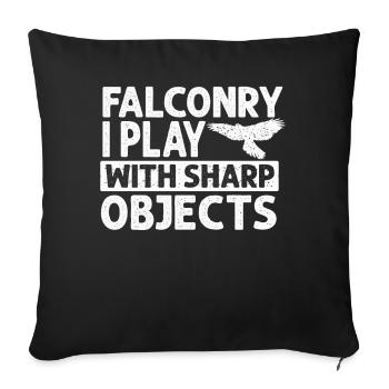 Falcon Trains Falcon Hunting Trains Hawks - Sofa pillowcase 17,3'' x 17,3'' (45 x 45 cm) - black - Front