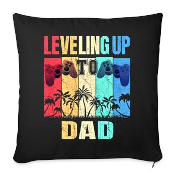 leveling up to dad pregnancy announce - Sofa pillowcase 17,3'' x 17,3'' (45 x 45 cm) - black - Front