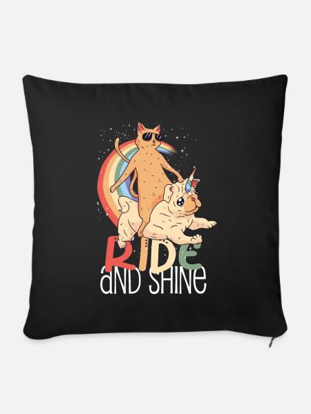 Ride And Shine Mops Liebhaber Hundeliebhaber Männer Frauen - Sofakissenbezug 45 x 45 cm - Schwarz