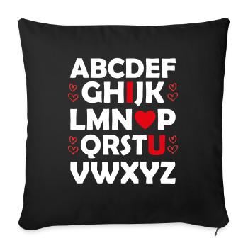 Saint Valentin Cadeau Copine Copain Février - Housse de coussin décorative 45 x 45 cm - noir - Devant