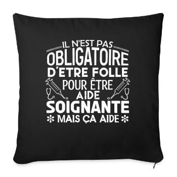 infirmière Soignante cadeau aide soignante - Housse de coussin décorative 45 x 45 cm - noir - Devant