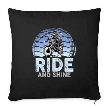 Ride And Shine - Vélos VTT Hommes Femmes - Housse de coussin décorative 45 x 45 cm - noir - Devant