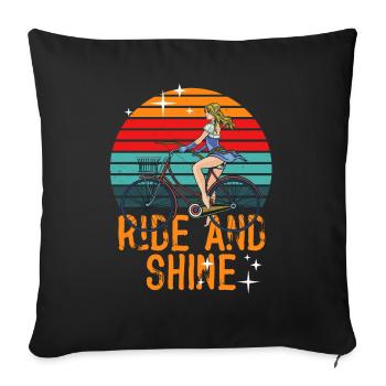 Ride And Shine - Vélos VTT Hommes Femmes - Housse de coussin décorative 45 x 45 cm - noir - Devant