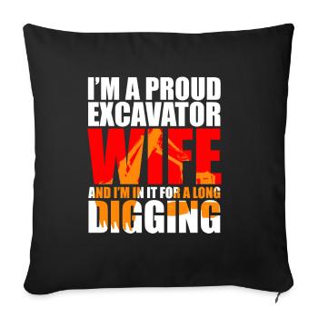 Excavator for excavator operator - Sofa pillowcase 17,3'' x 17,3'' (45 x 45 cm) - black - Front