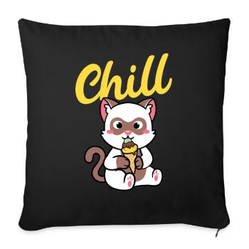 Cool Kawaii Cat Retro Summer Design Chill - Sofa pillowcase 17,3'' x 17,3'' (45 x 45 cm) - black - Front