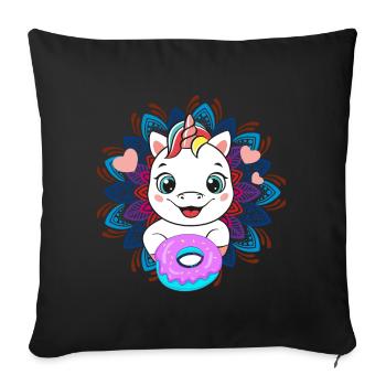 Baby Unicorn Foodie Donuts - Sofa pillowcase 17,3'' x 17,3'' (45 x 45 cm) - black - Front