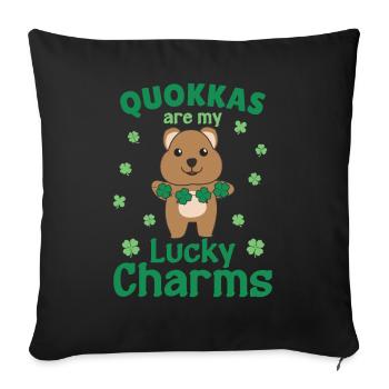 Les quokkas sont mes porte-bonheur La Saint-Patrick - Housse de coussin décorative 45 x 45 cm - noir - Devant