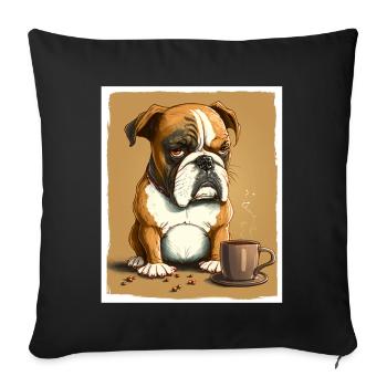 Dog Bulldog Coffee Cup Morning Grouch Cocoa Pug - Sofa pillowcase 17,3'' x 17,3'' (45 x 45 cm) - black - Front