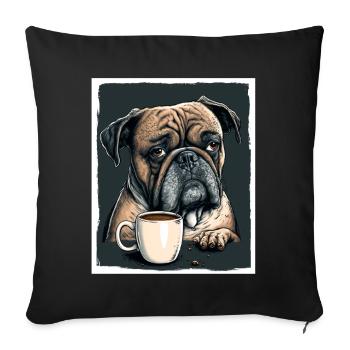 Dog Bulldog Coffee Cup Morning Grouch Cocoa Pug - Sofa pillowcase 17,3'' x 17,3'' (45 x 45 cm) - black - Front