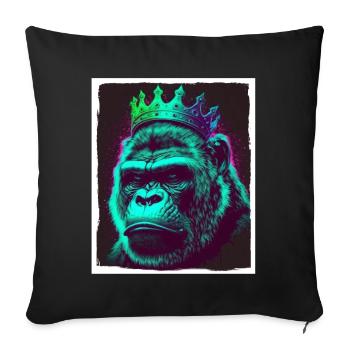Monkey Gorilla King Chef Grunge Illustration - Sofa pillowcase 17,3'' x 17,3'' (45 x 45 cm) - black - Front